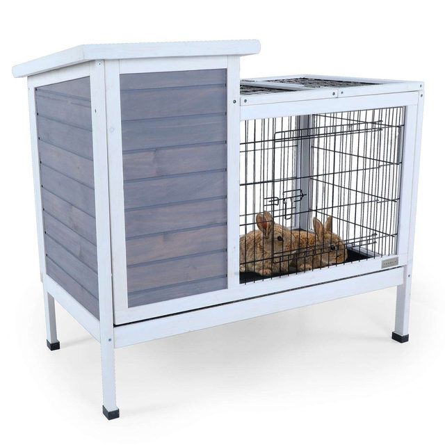 Petsfit Wooden Rabbit Hutch with Deep No-Leak Tray